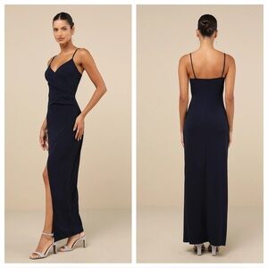 Lulus Sweetest Admirer Navy Blue Ruched Surplice Maxi
Dress